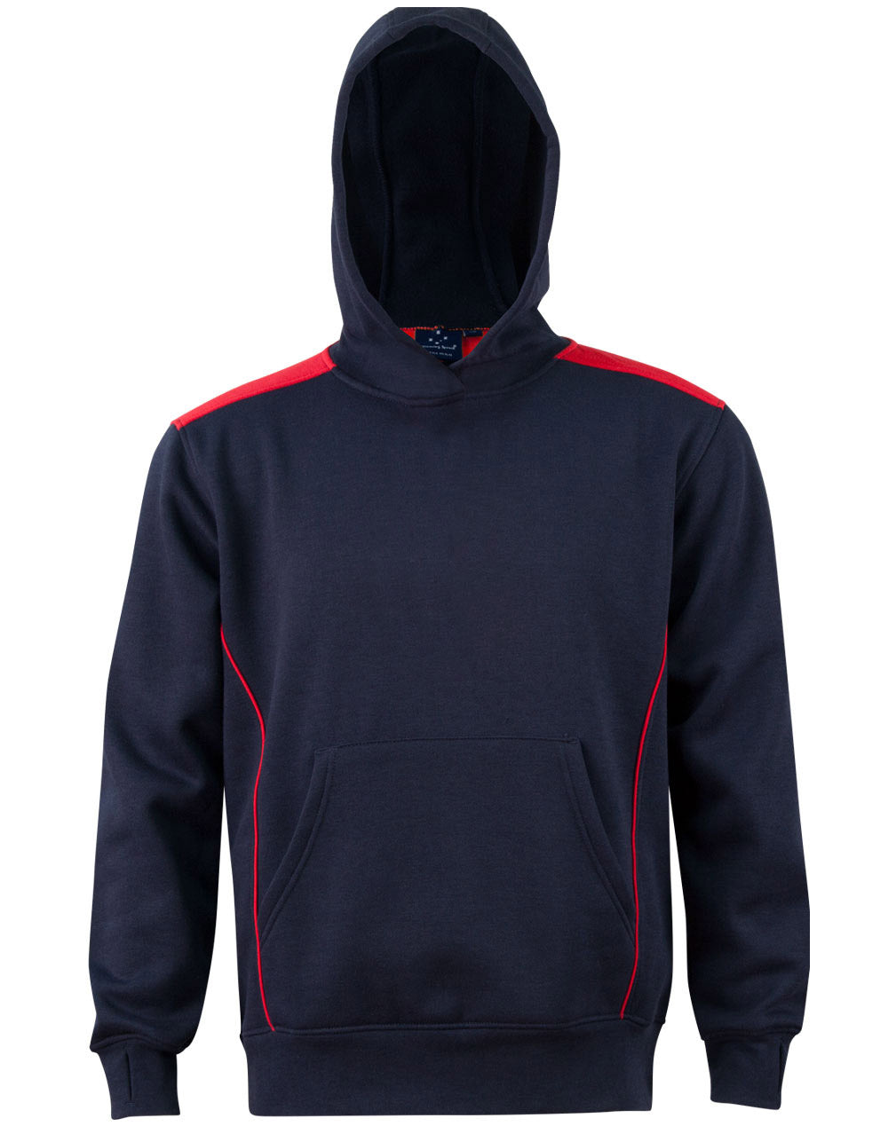 Kids' Kangaroo Pocket Contrast Hoodie - Navy/Red