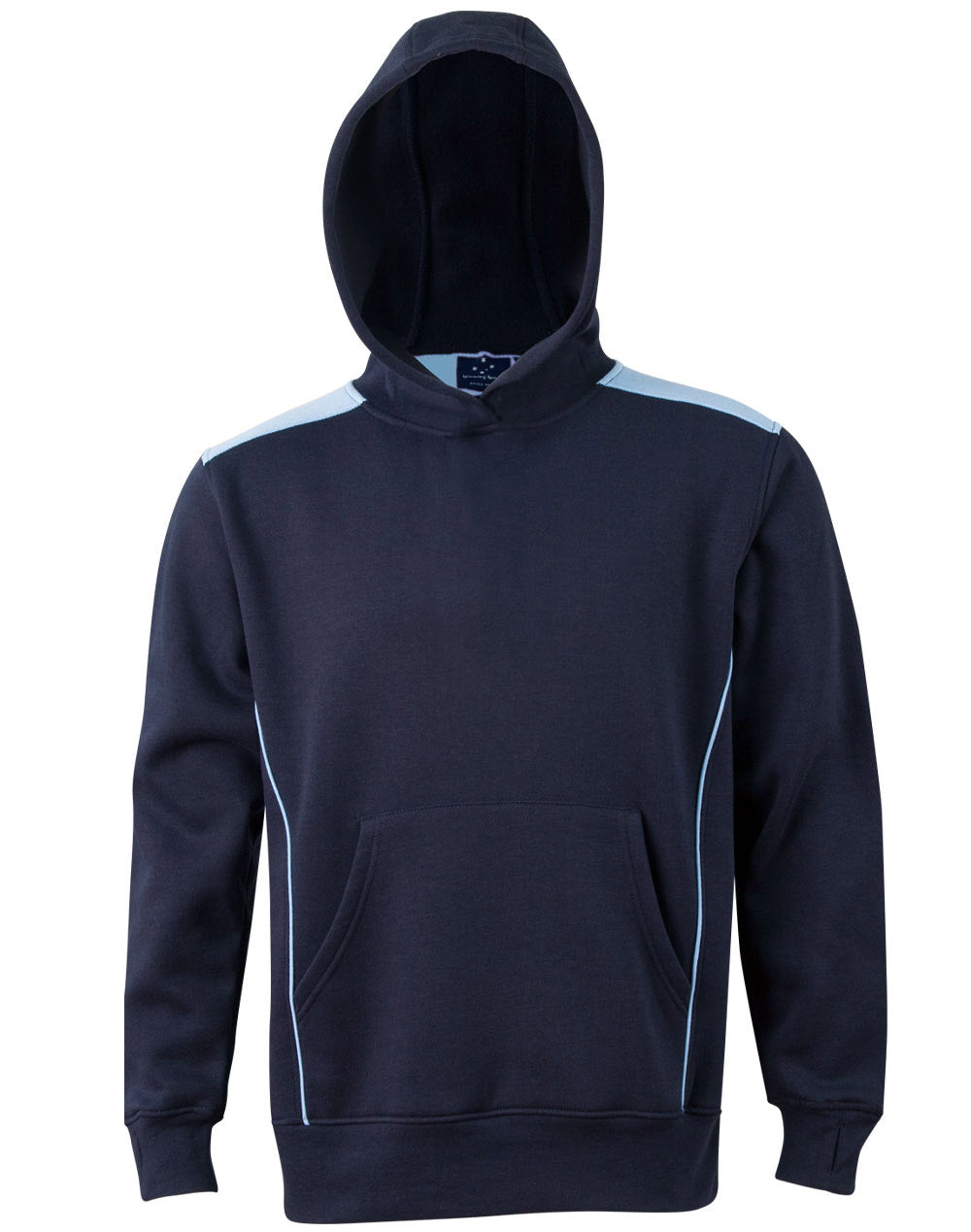 Kids' Kangaroo Pocket Contrast Hoodie - Navy/Skyblue