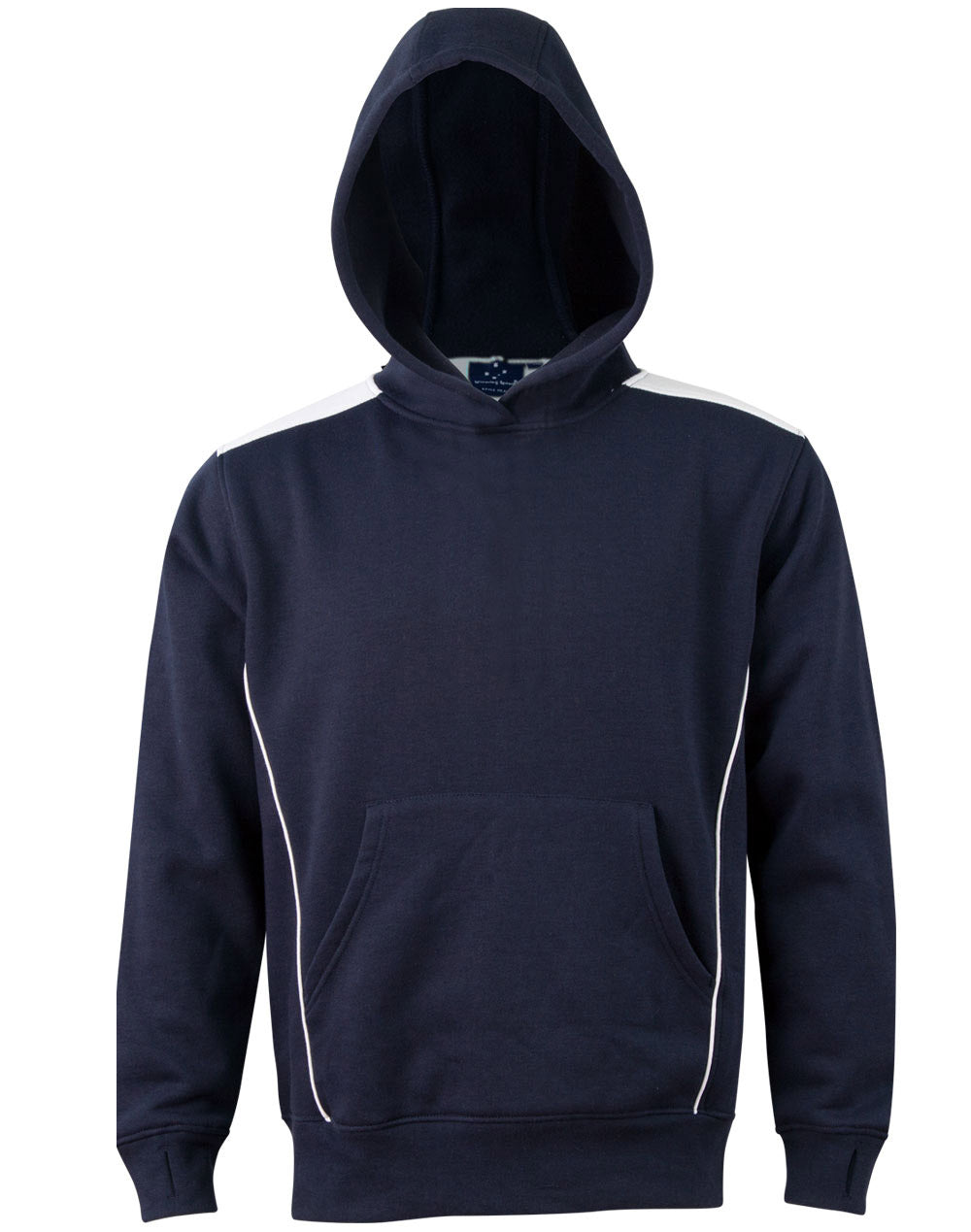 Kids' Kangaroo Pocket Contrast Hoodie - Navy/White