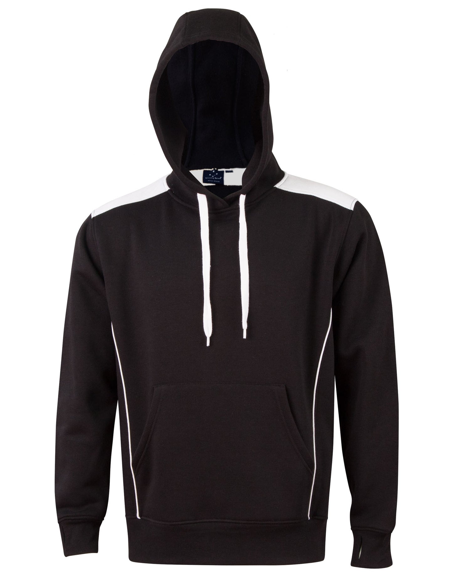 Adult's Kangaroo Pocket Contrast Hoodie - Black/White