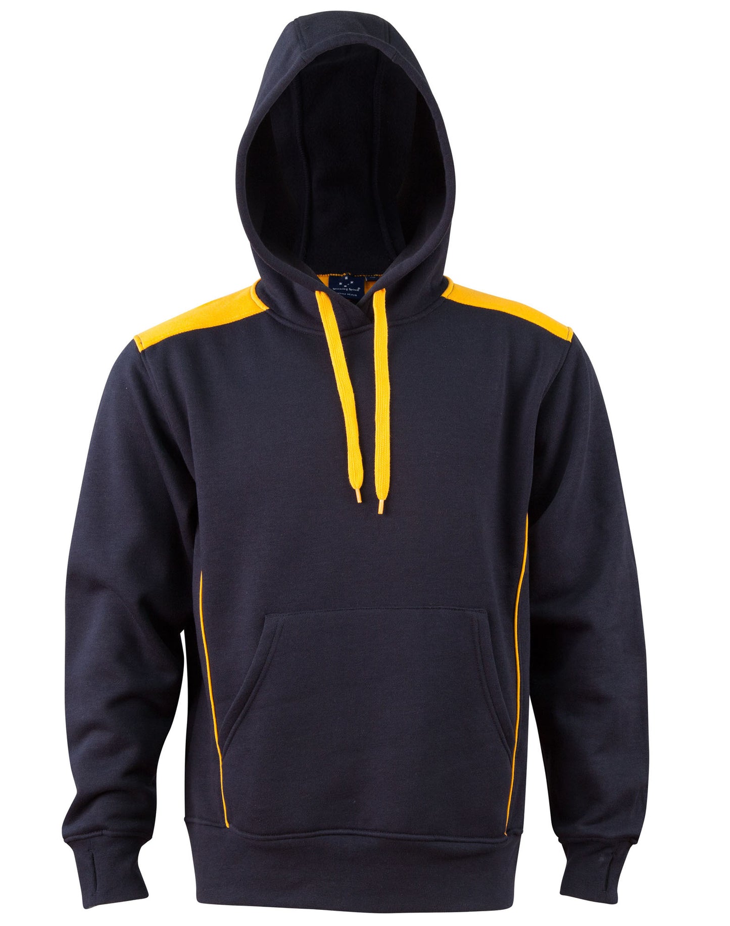 Adult's Kangaroo Pocket Contrast Hoodie - Navy/Gold