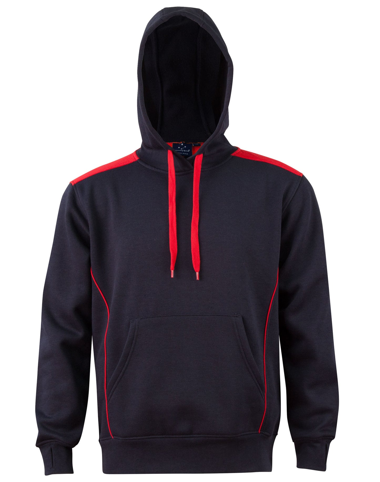 Adult's Kangaroo Pocket Contrast Hoodie - Navy/Red