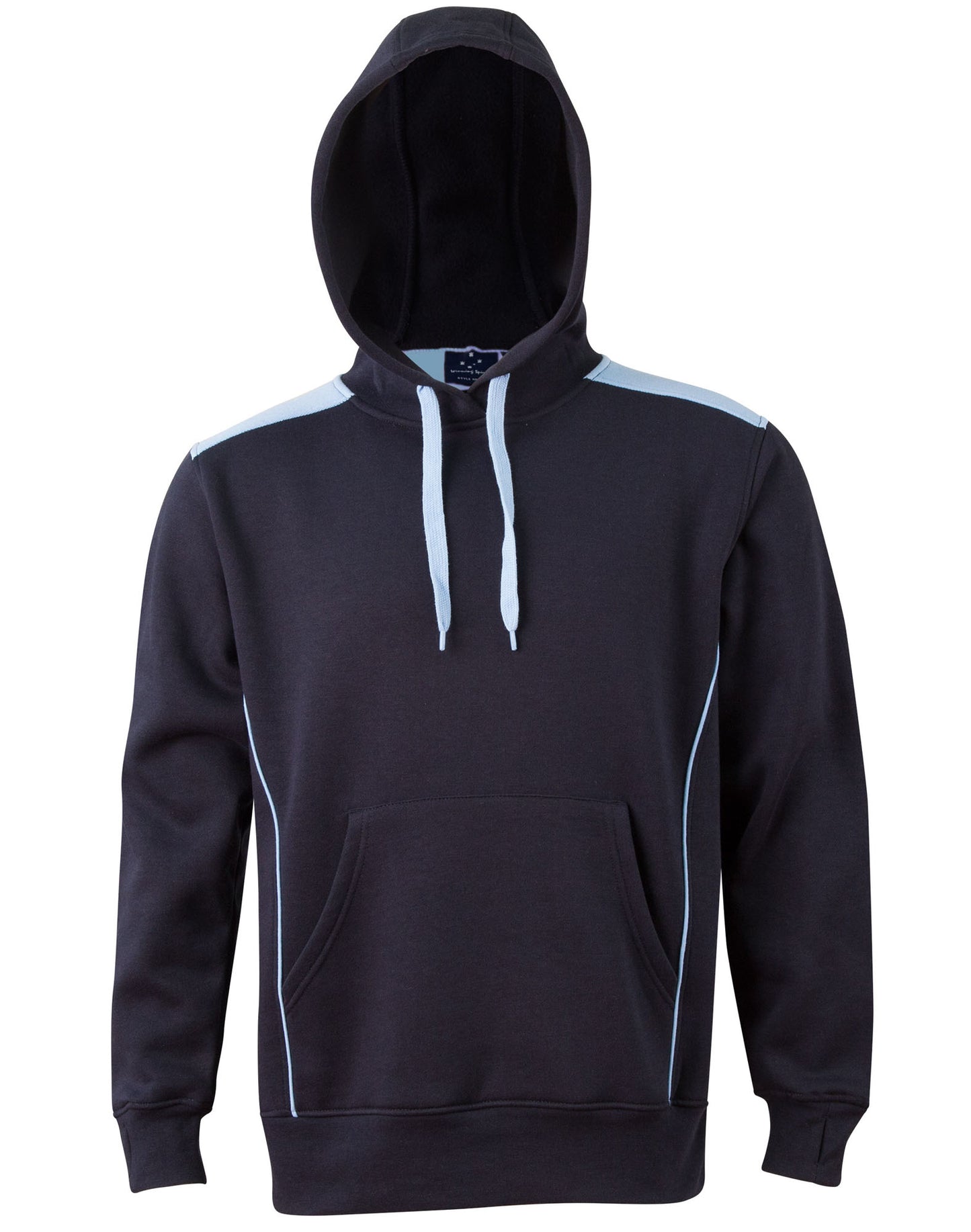Adult's Kangaroo Pocket Contrast Hoodie - Navy/Skyblue