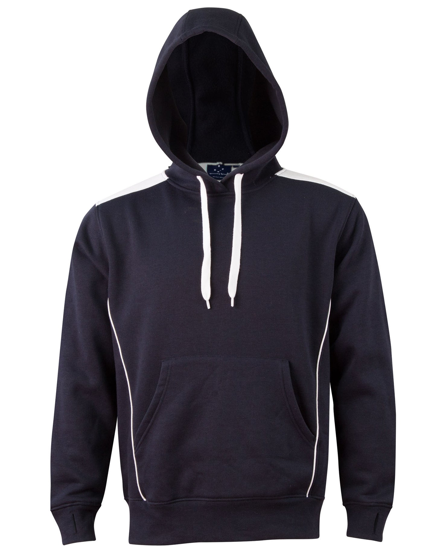 Adult's Kangaroo Pocket Contrast Hoodie - Navy/White