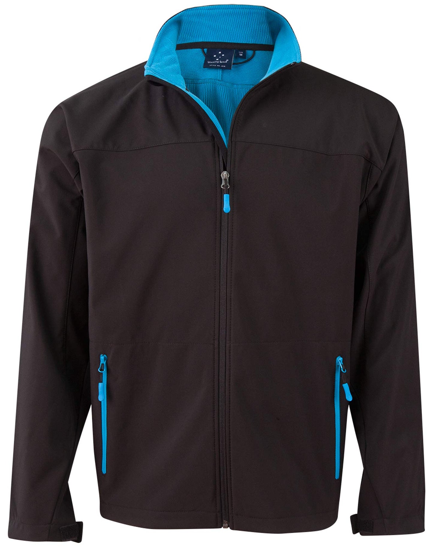 Men's Softshell Contrast Jacket - Black/Cyan