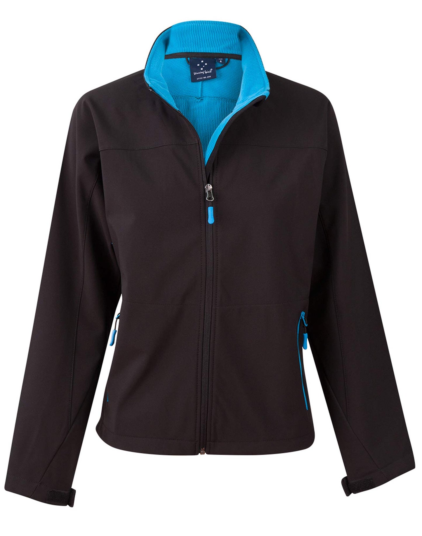 Ladies' Softshell Contrast Jacket - Black/Cyan