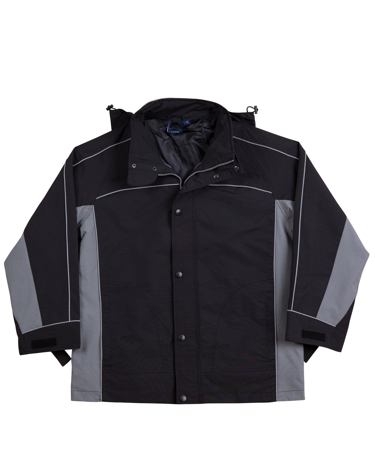 3 in 1 Jacket, silver relective piping - Black/Grey