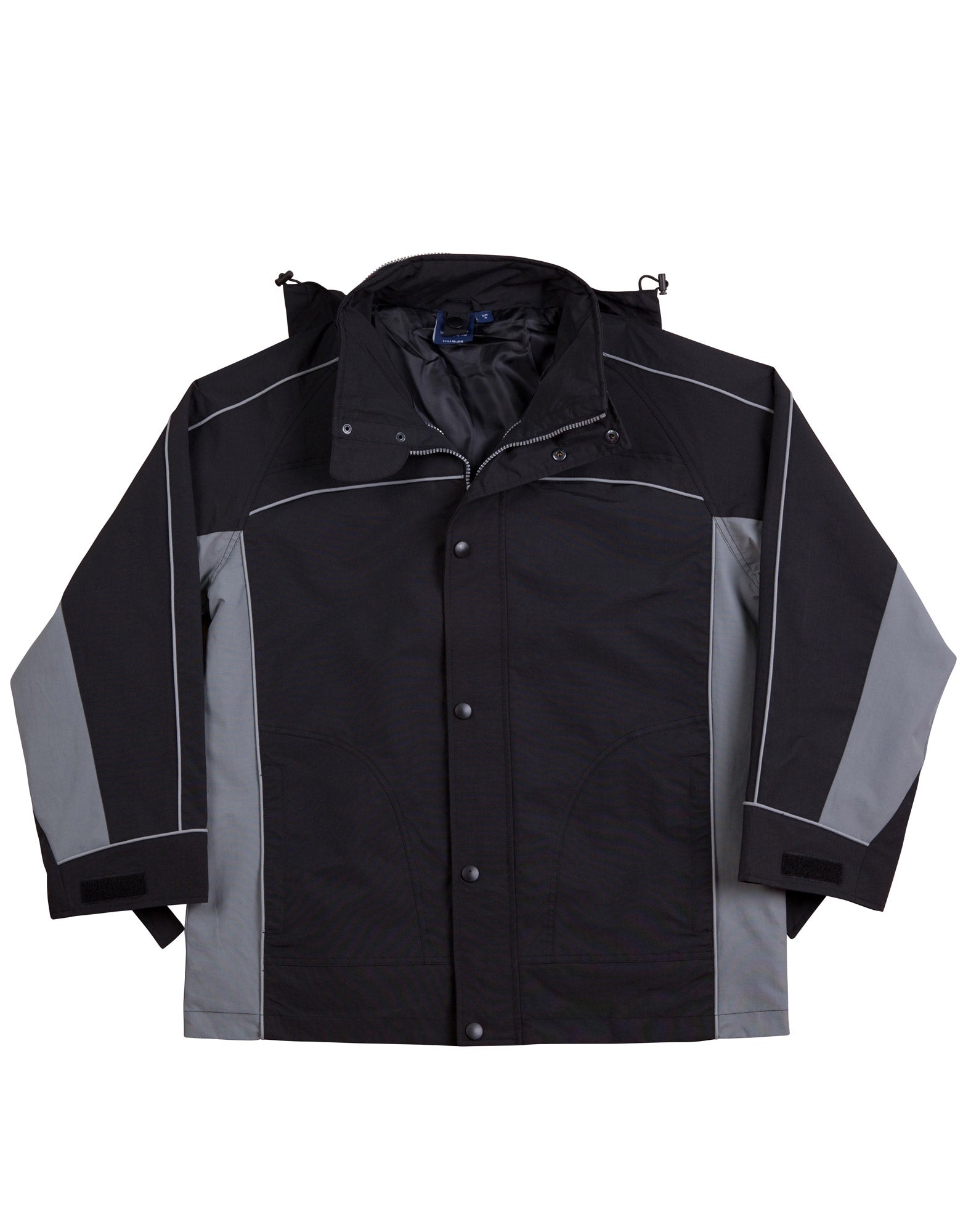3 in 1 Jacket, silver relective piping - Black/Grey