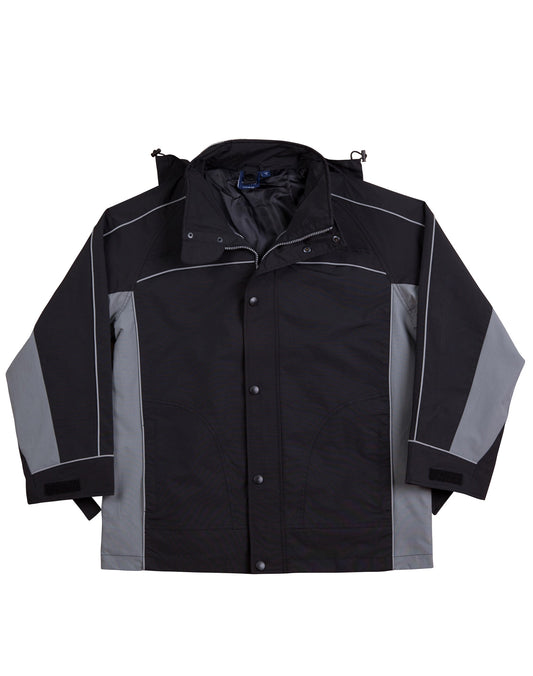 3 in 1 Jacket, silver relective piping - Black/Grey