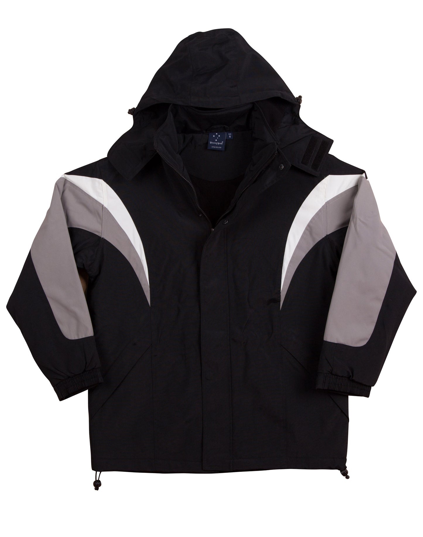 bathurst tri-color jacket with hood - Black/White/Grey