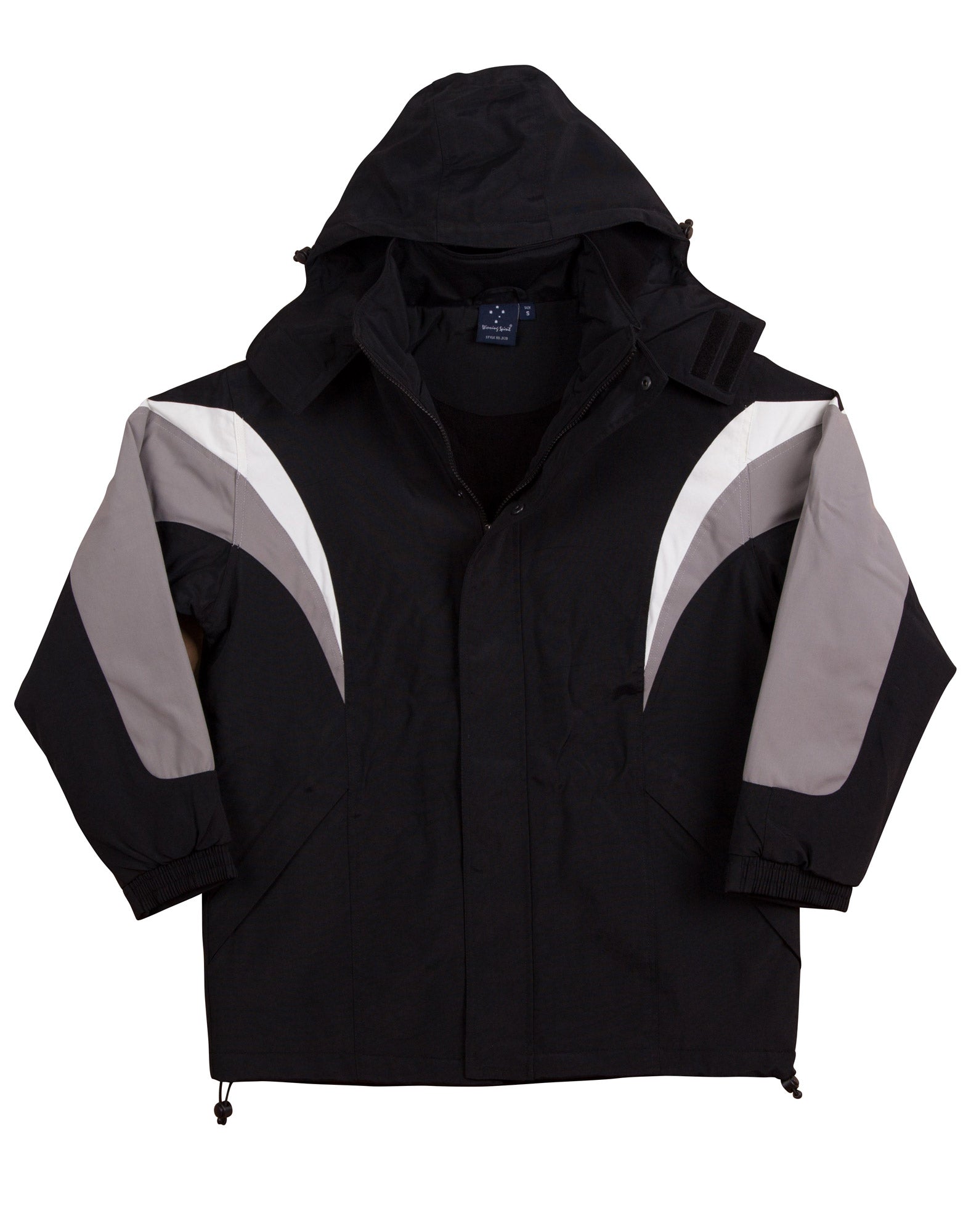 bathurst tri-color jacket with hood - Black/White/Grey