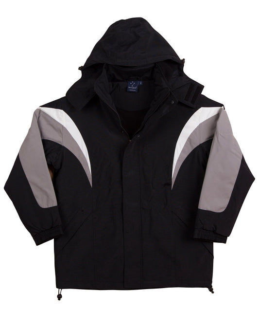 bathurst tri-color jacket with hood - Black/White/Grey