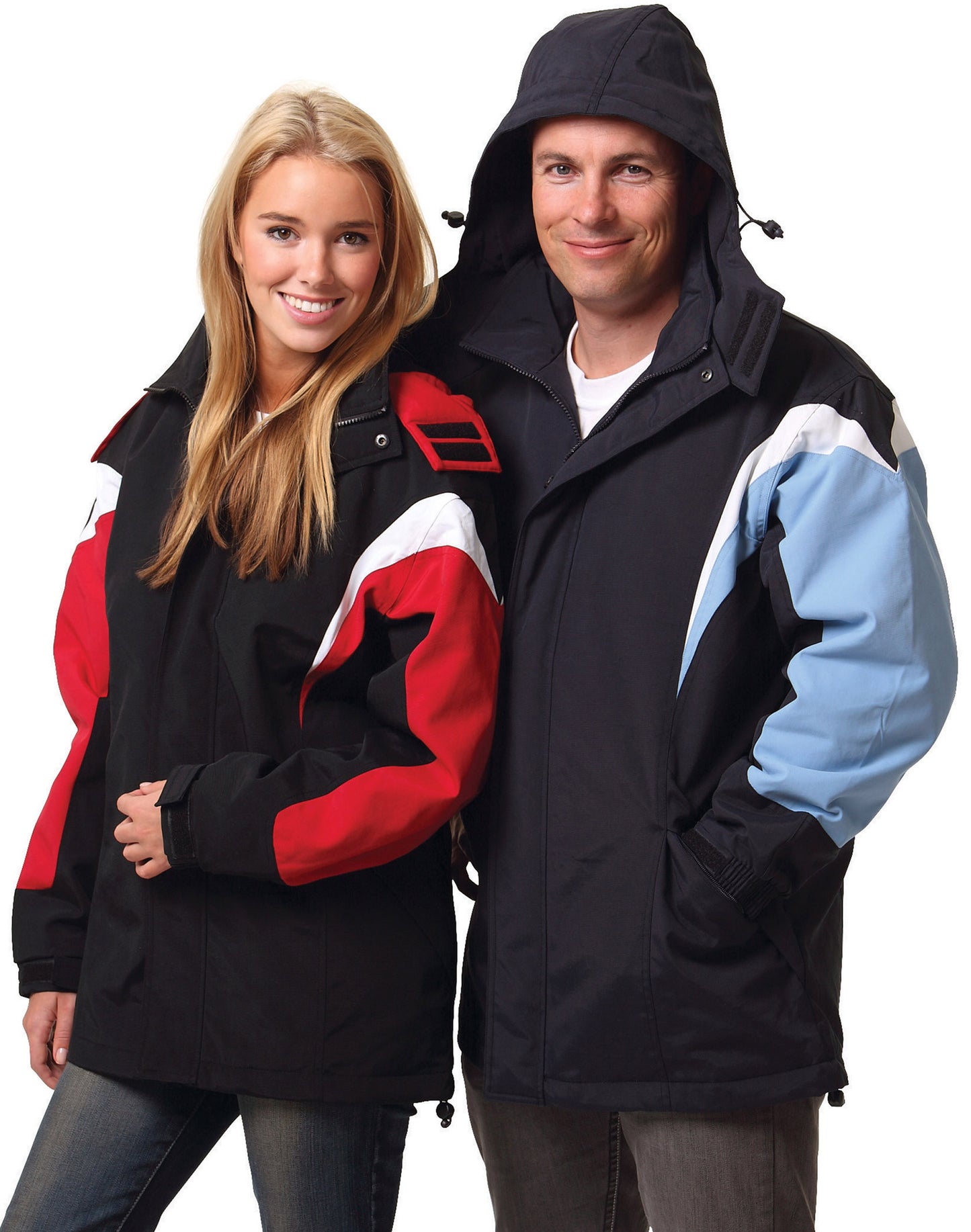 bathurst tri-color jacket with hood - Navy/White/Skyblue