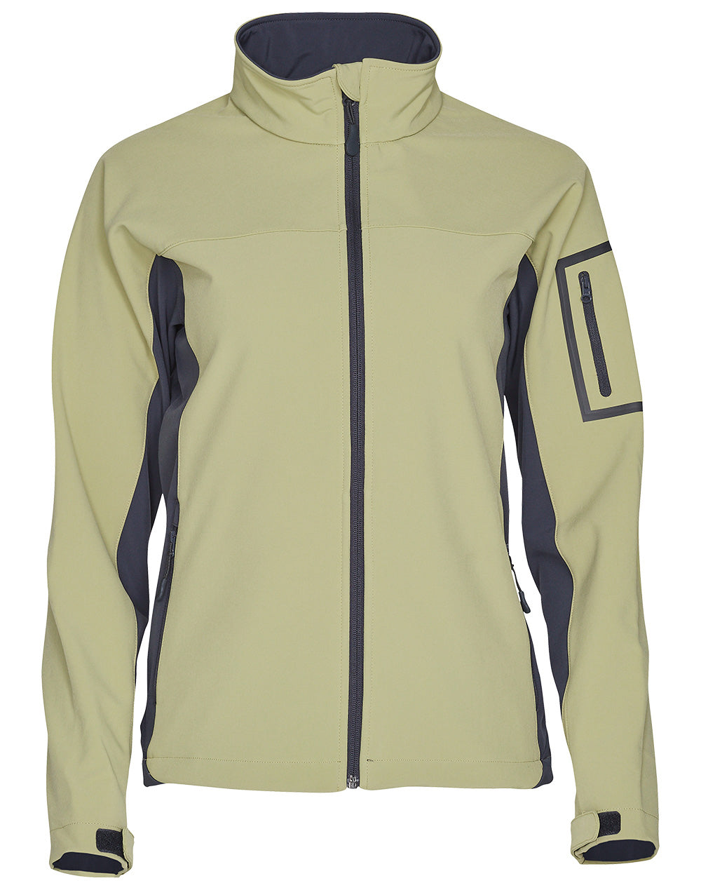 Ladies’ Contrast Softshell Jacket - Green/Grey