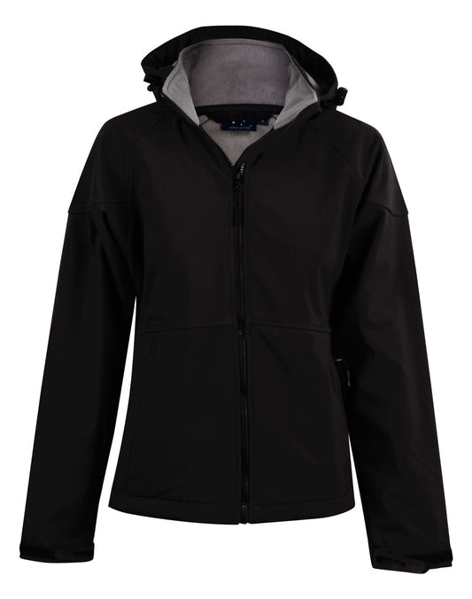 Ladies' Softshell Full Zip Hoodie - Black/Charcoal