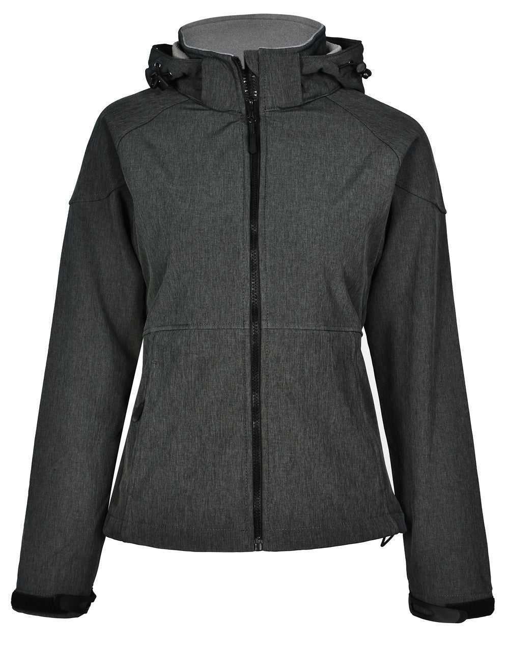 Ladies' Softshell Full Zip Hoodie - Marl Charcoal/Charcoal