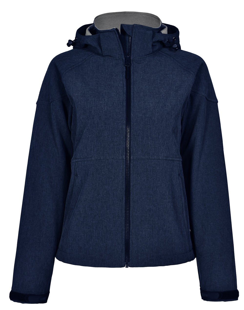 Ladies' Softshell Full Zip Hoodie - Marl Navy/Charcoal