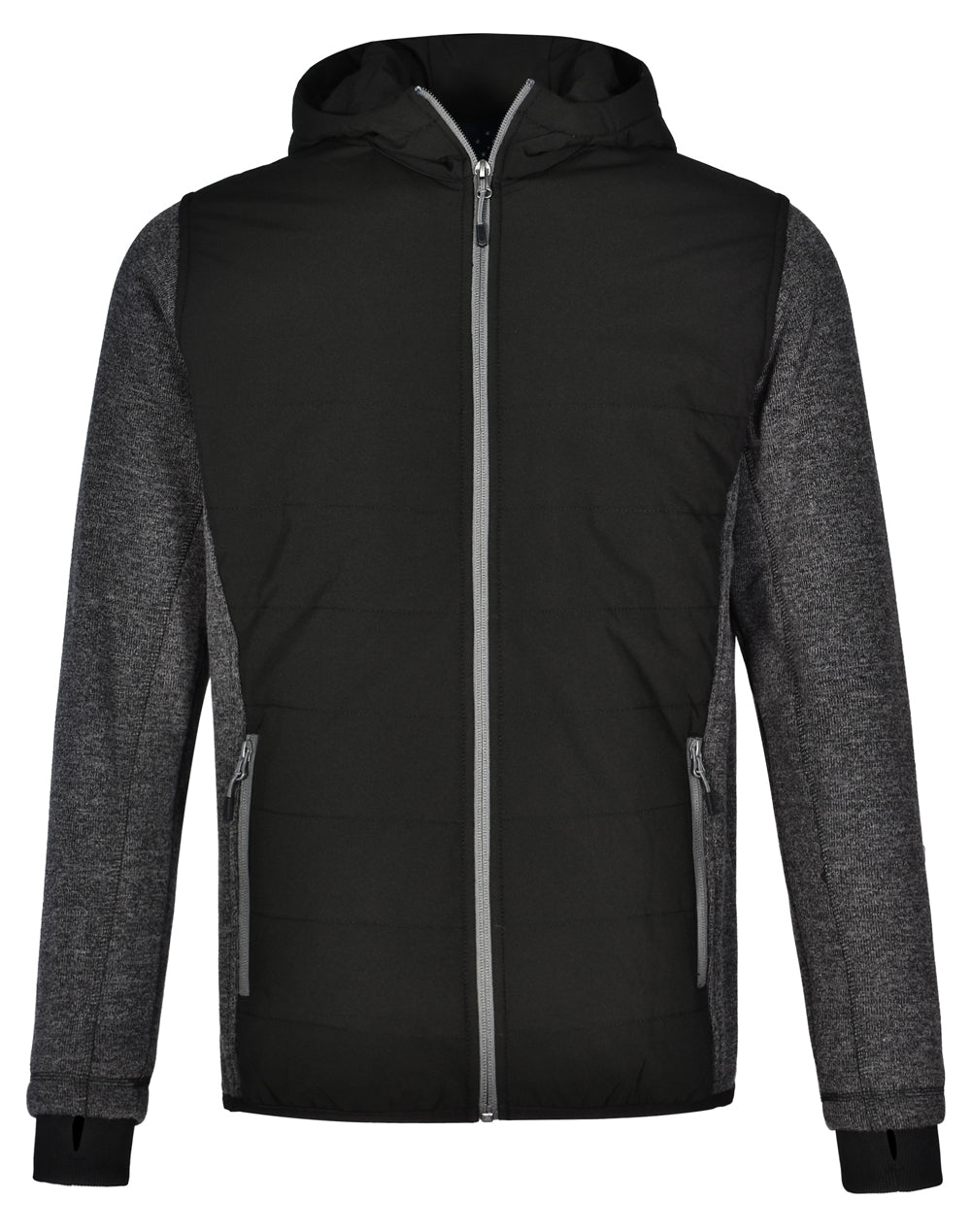 Men's Heather Sleeve/Quilted Body Jacket - Black