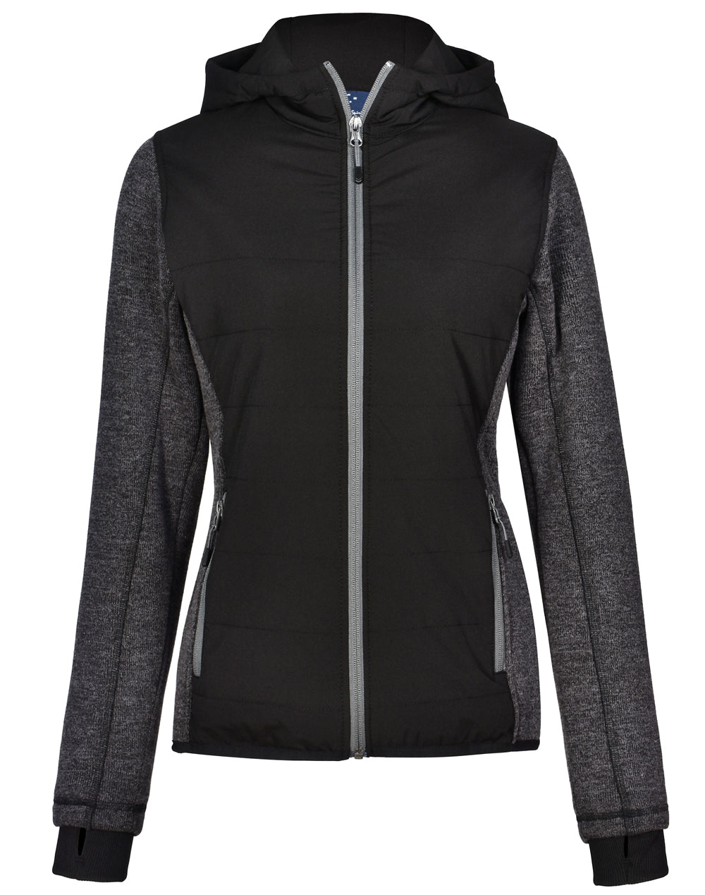 Ladies' Heather Sleeve/Quilted Body Jacket - Black