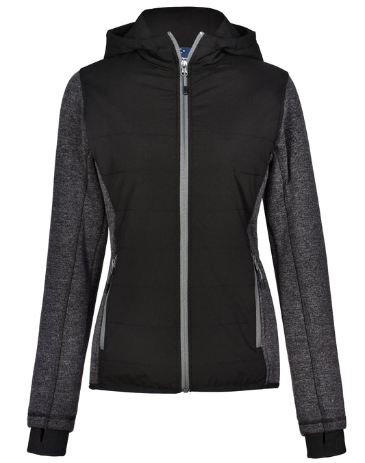 Ladies' Heather Sleeve/Quilted Body Jacket - Black