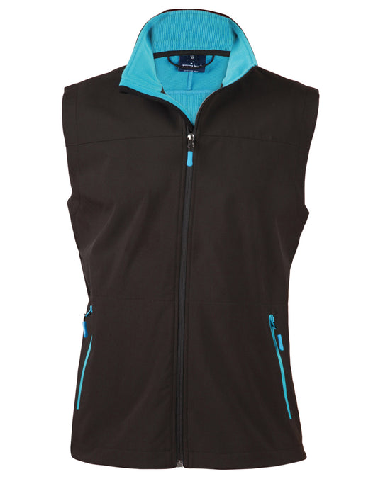 Men's Softshell Contrast Vest - Black/Cyan