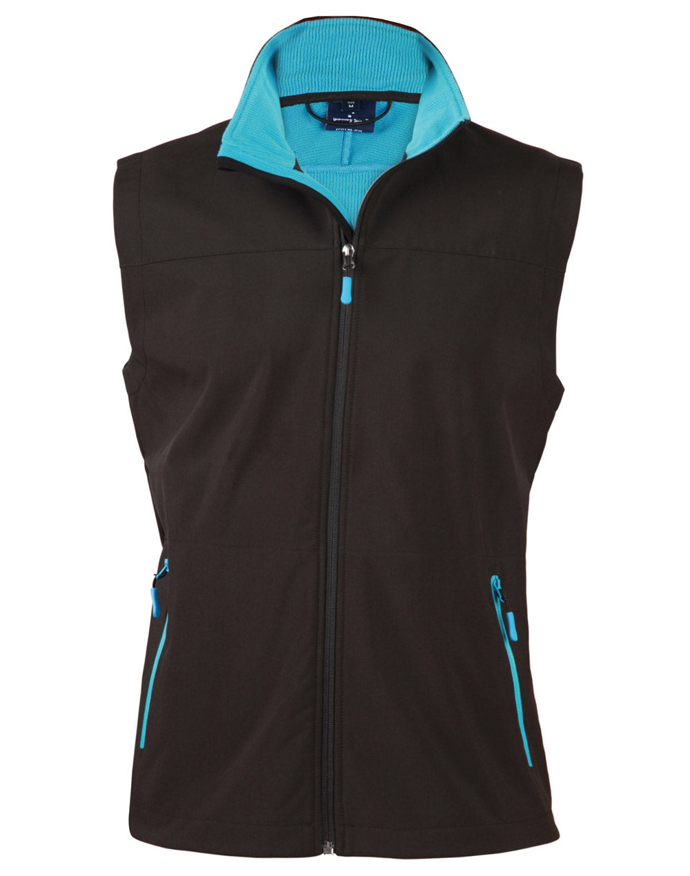 Ladies' Softshell Contrast Vest - Black/Cyan