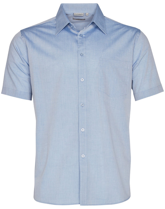 Men's Fine Chambray Short Sleeve Shirt - Blue