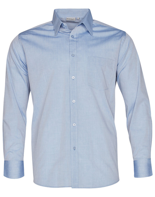 Men's Fine Chambray Long Sleeve Shirt - Blue
