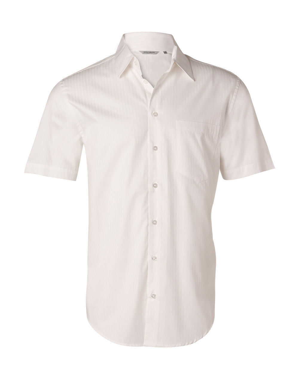 Men's Self Stripe S/S Shirt - White