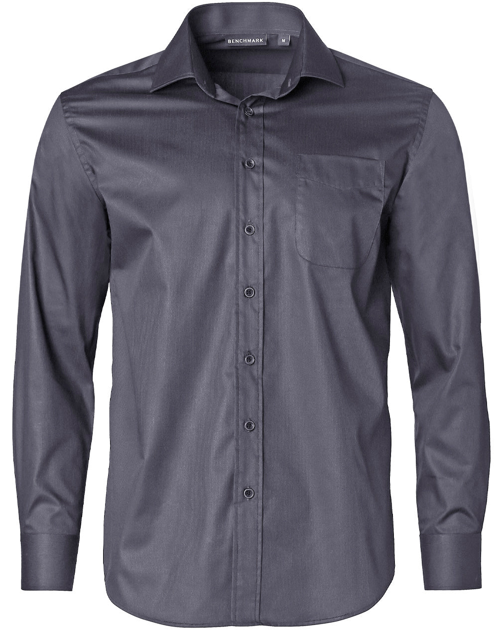 Men's Dobby Striped Taped L/S Shirt - Storm Grey
