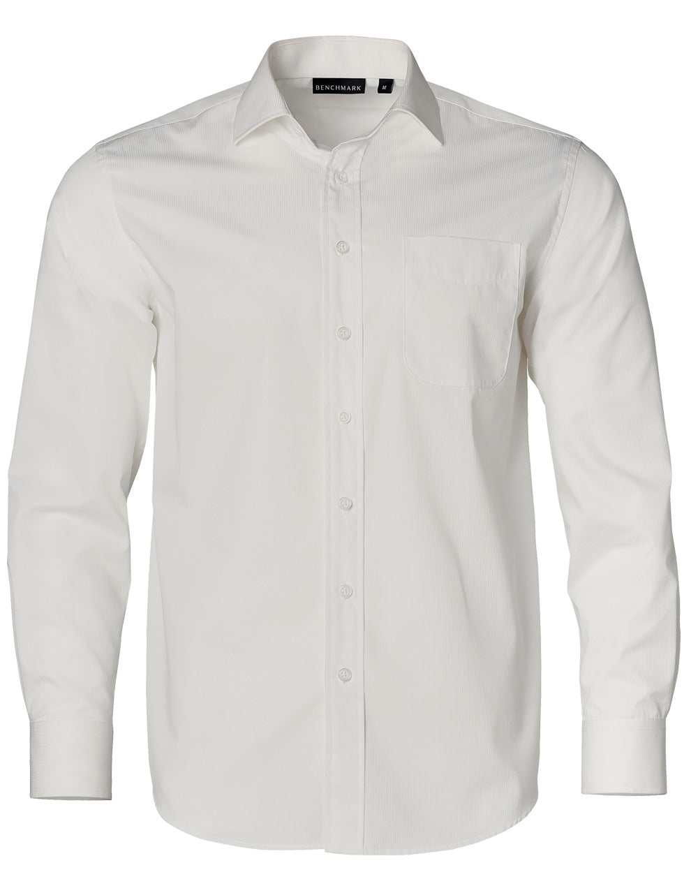 Men's Dobby Striped Taped L/S Shirt - White