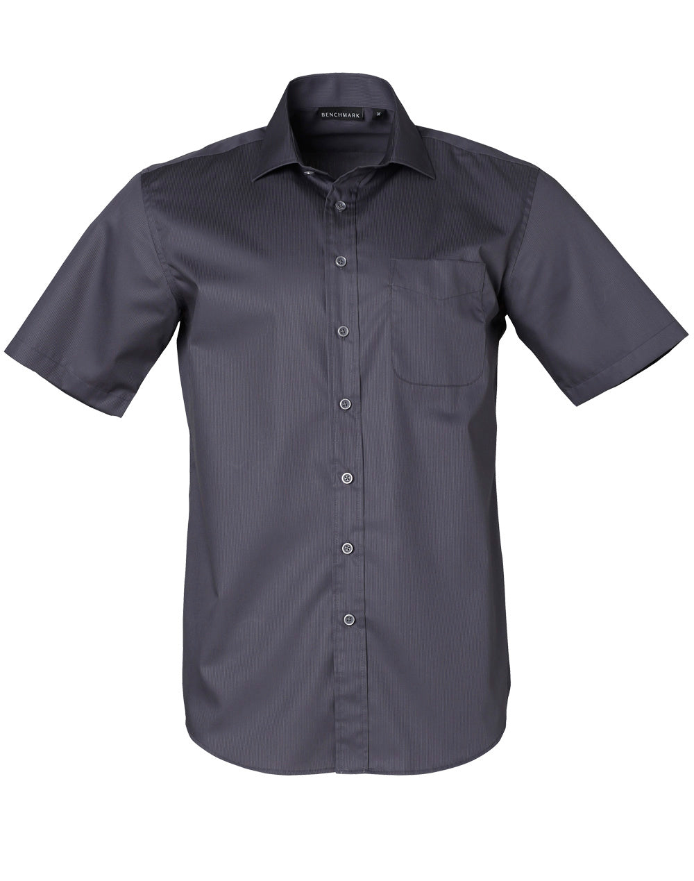 Men's Dobby Striped Taped S/S Shirt - Storm Grey