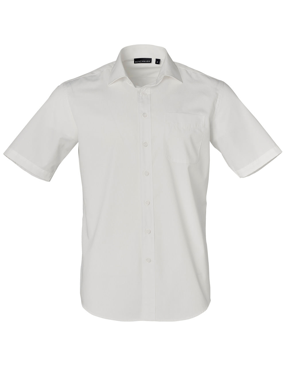 Men's Dobby Striped Taped S/S Shirt - White