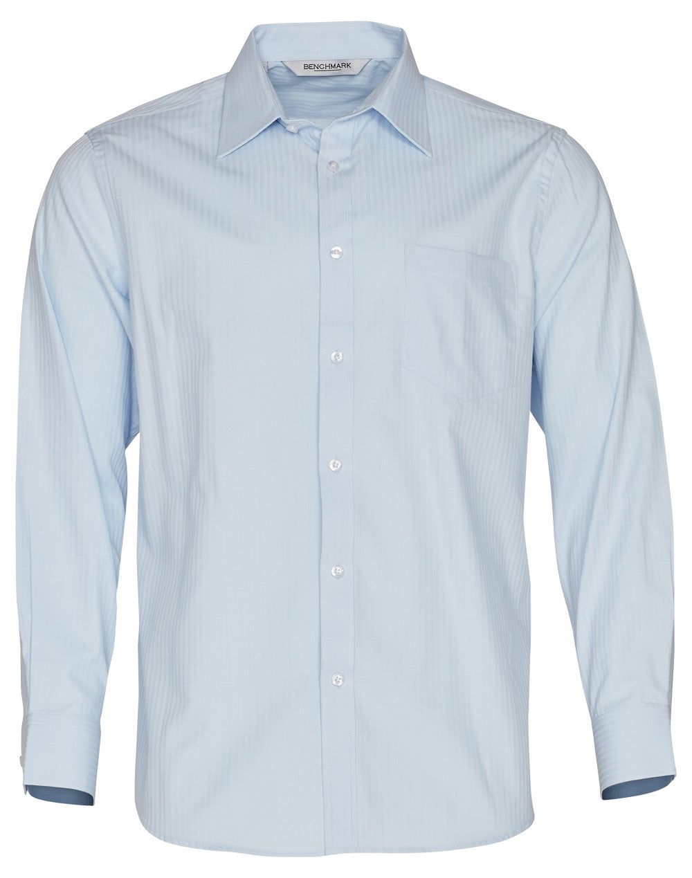 Men's Mini Herringbone Long Sleeve Shirt - Pale Blue