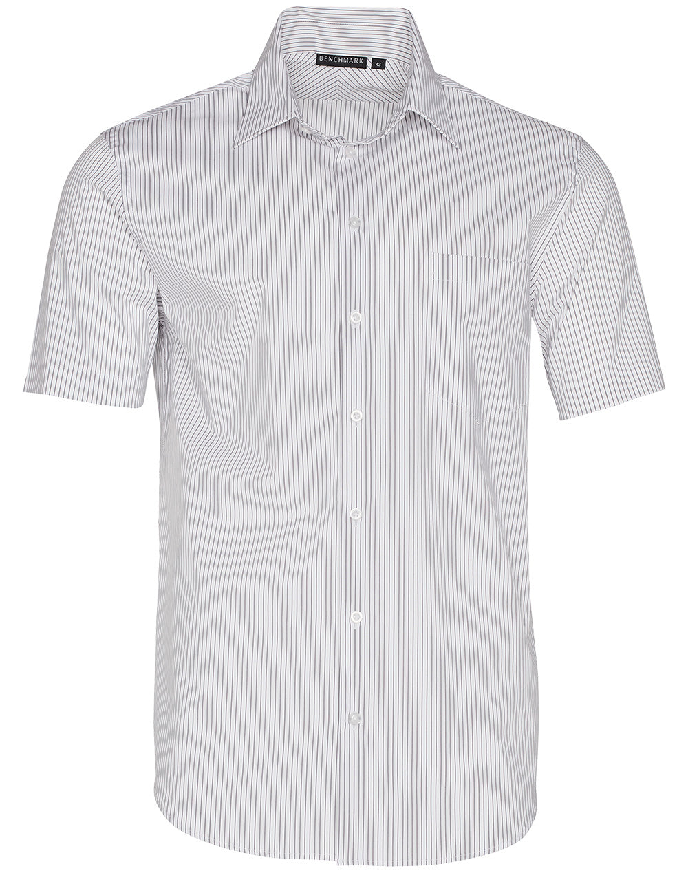 Men's Ticking Stripe S/S Shirt - White/Grey