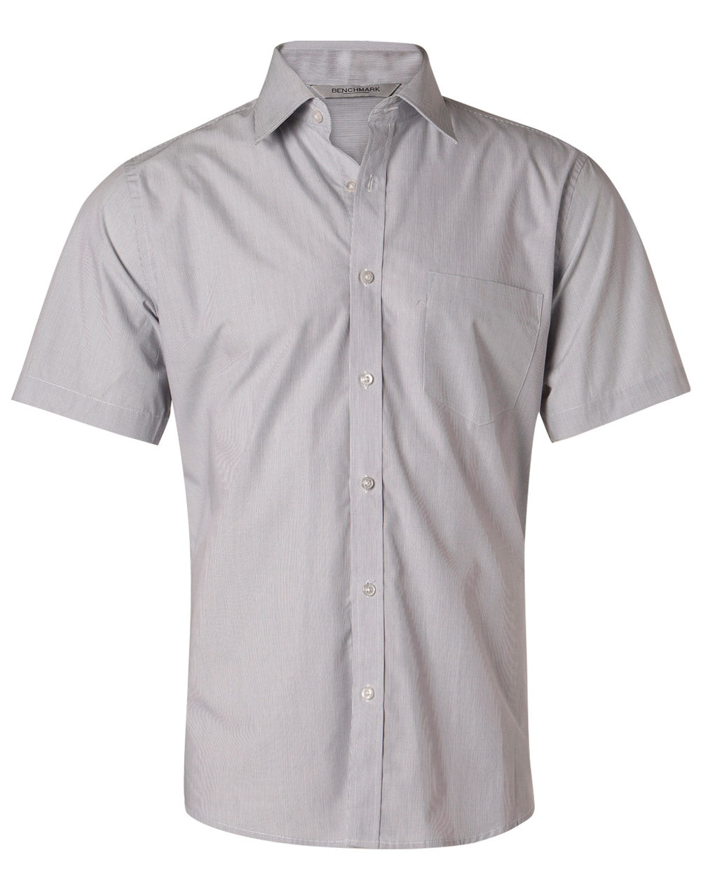Men's Fine Stripe S/S Shirt - Silver Grey
