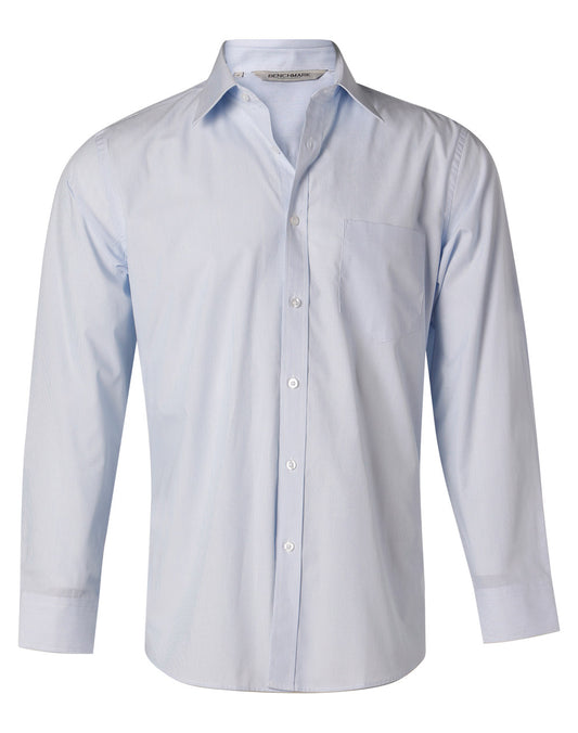 Men's Fine Stripe Long Sleeve Shirt - Pale Blue