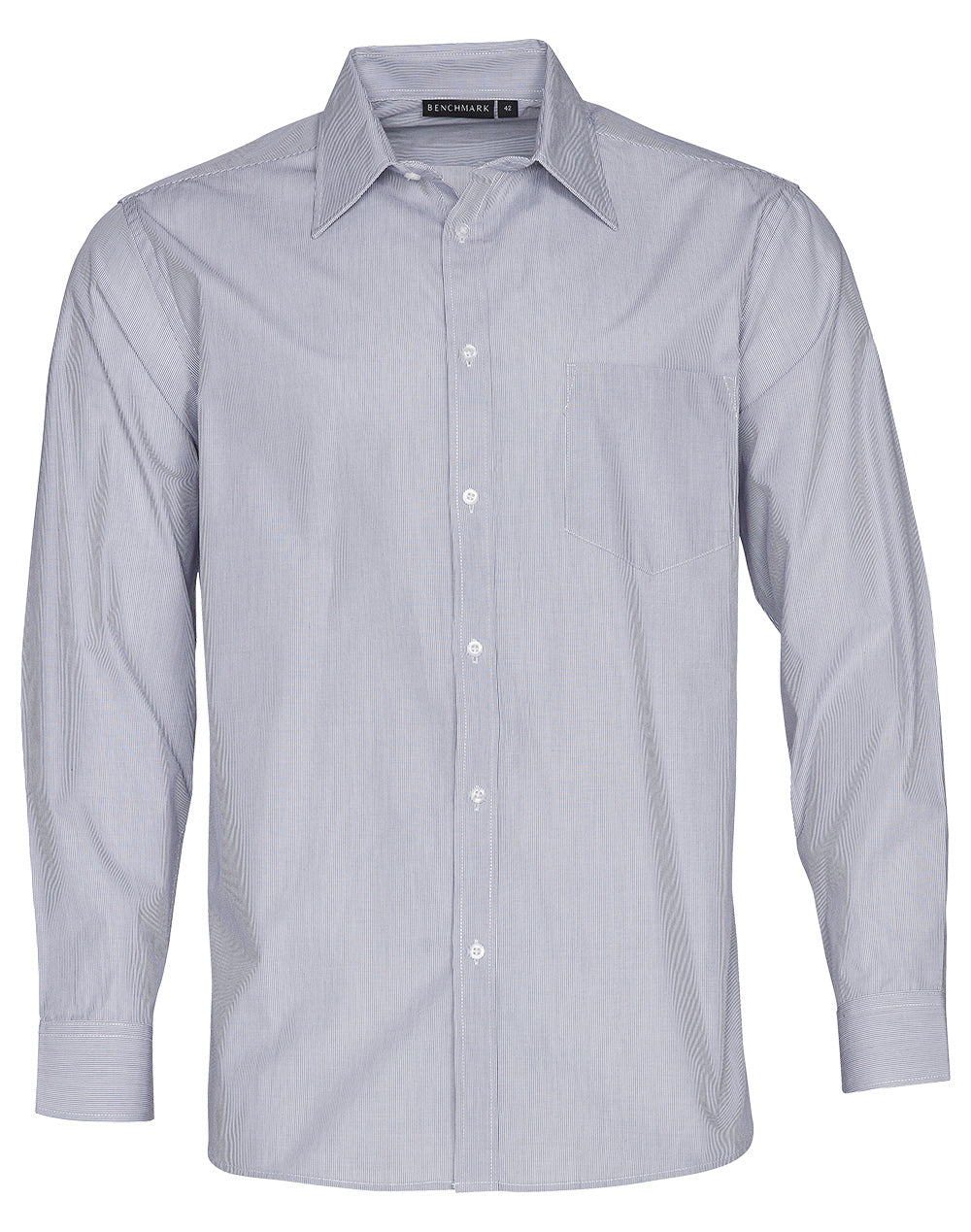 Men's Fine Stripe Long Sleeve Shirt - Silver Grey