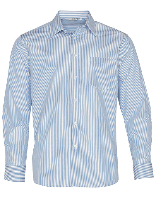 Men's Balance Stripe Long Sleeve Shirt - Blue/White