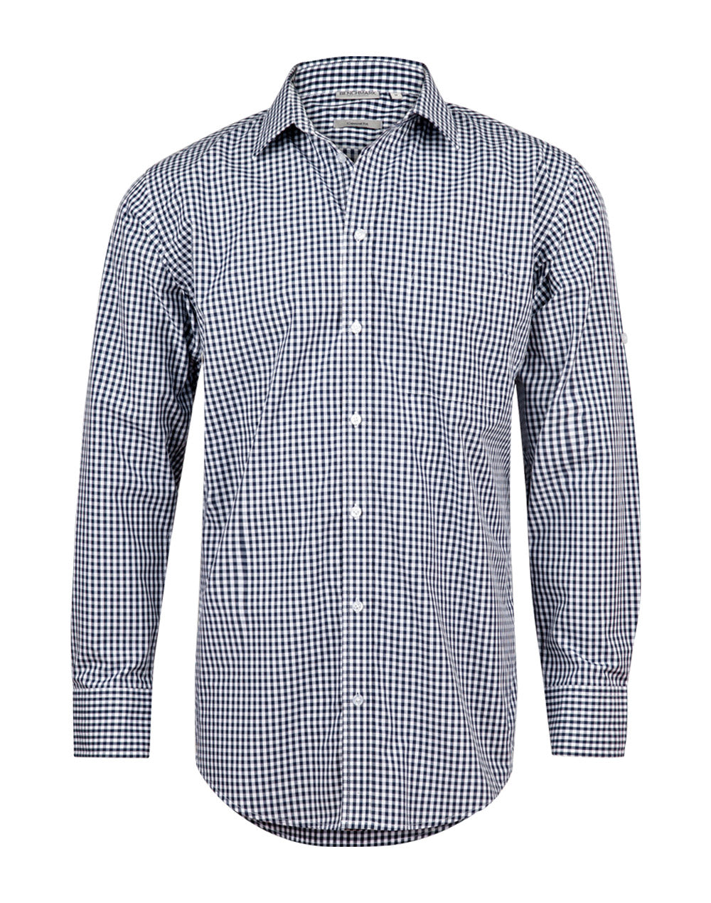 Men's Gingham Check Roll-up L/S Shirt - Navy/White