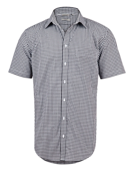 Men's Gingham Check S/S Shirt - Black/White