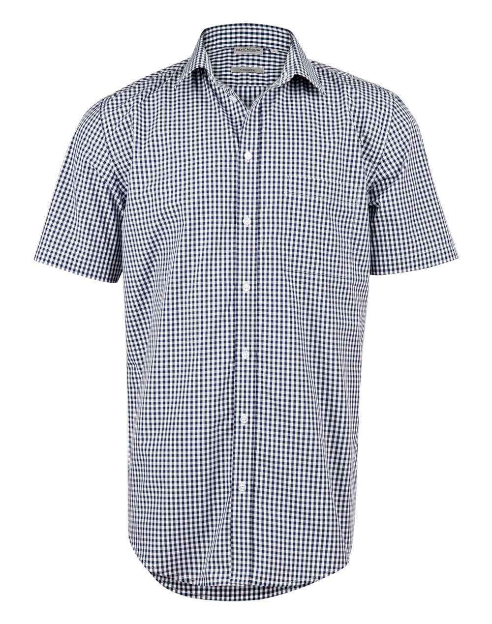 Men's Gingham Check S/S Shirt - Navy/White