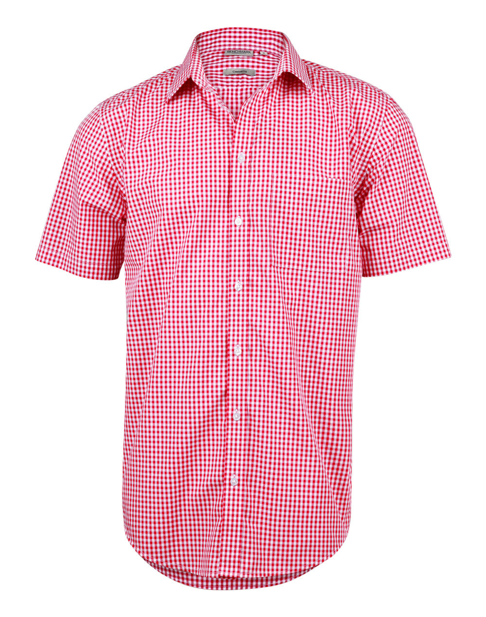 Men's Gingham Check S/S Shirt - Red/White
