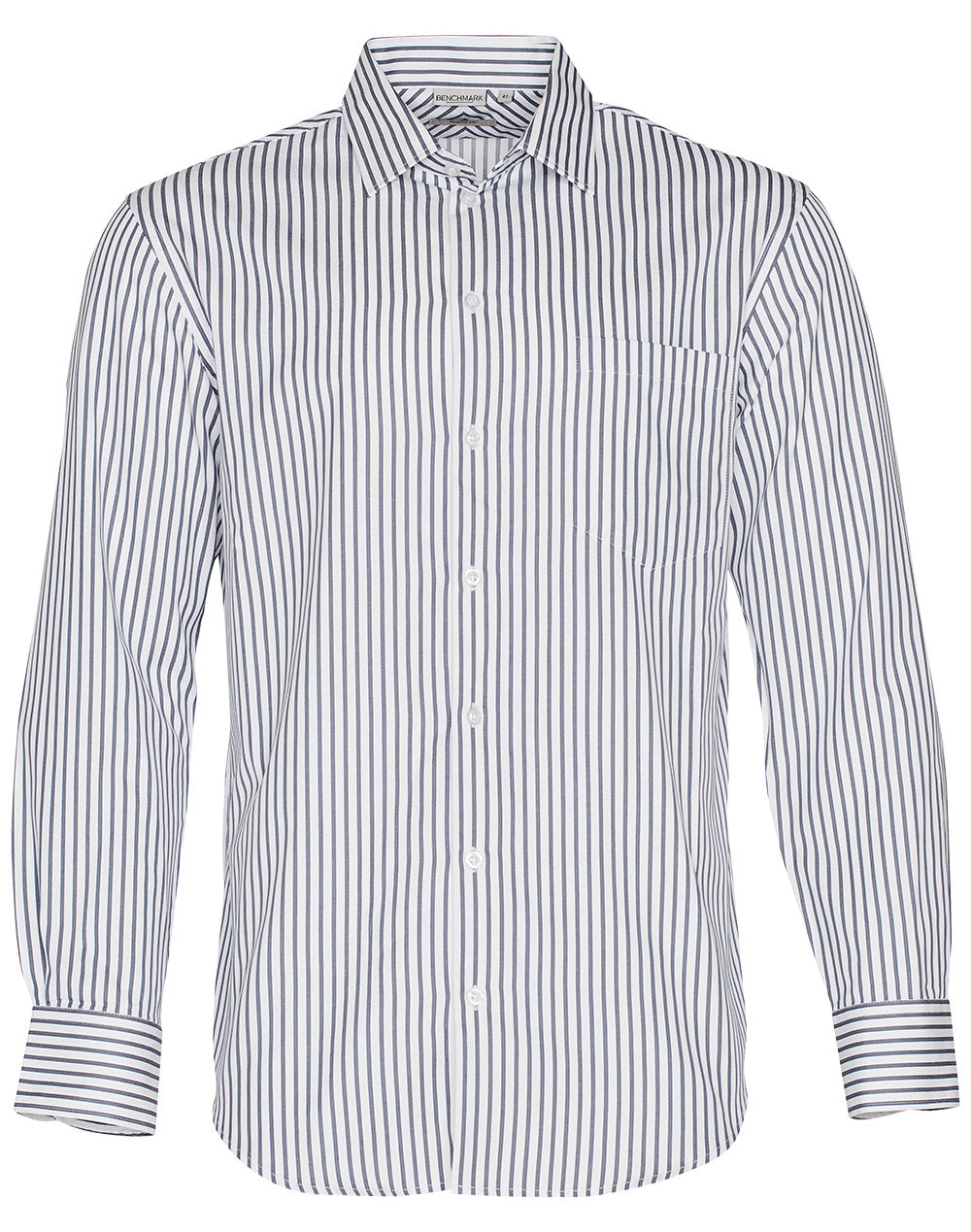 Men’s Sateen Stripe L/S Shirt - White/Grey