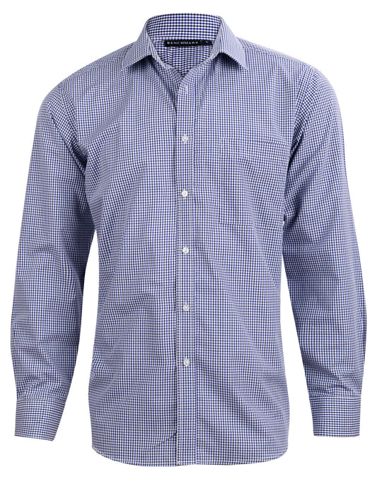 Men's Two Tone Check L/S Shirt - Black/White/Navy