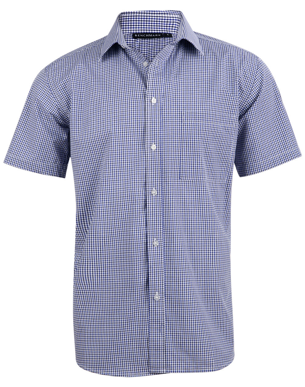 Men's Two Tone Check S/S Shirt - Black/White/Navy