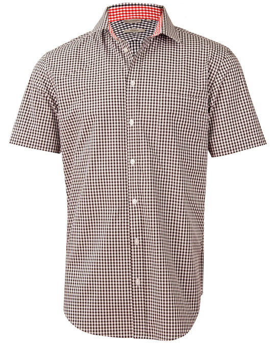 Men's Gingham Check S/S Shirt - Black/White