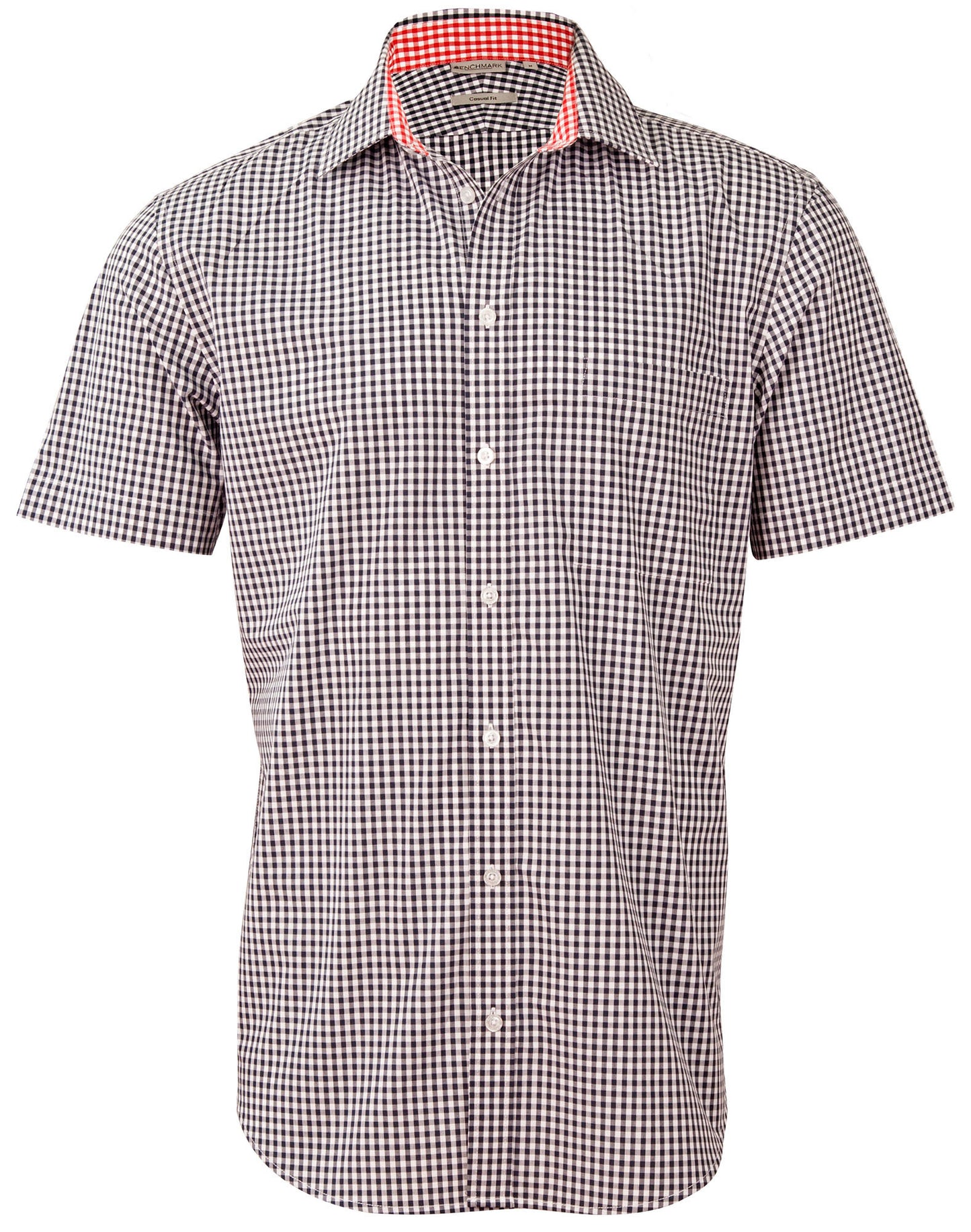 Men's Gingham Check S/S Shirt - Navy/White