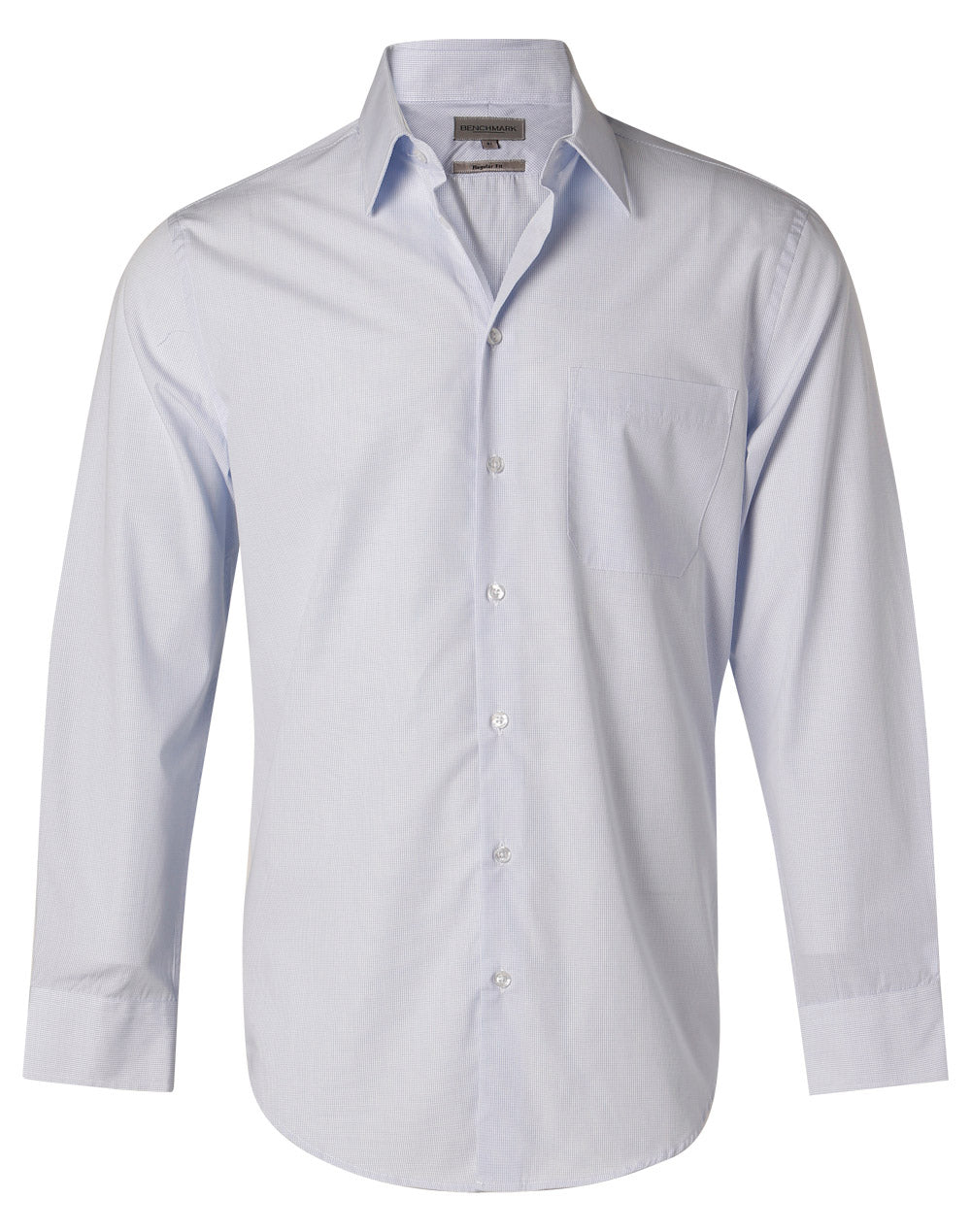 Men's Mini Check L/S Shirt - Pale Blue