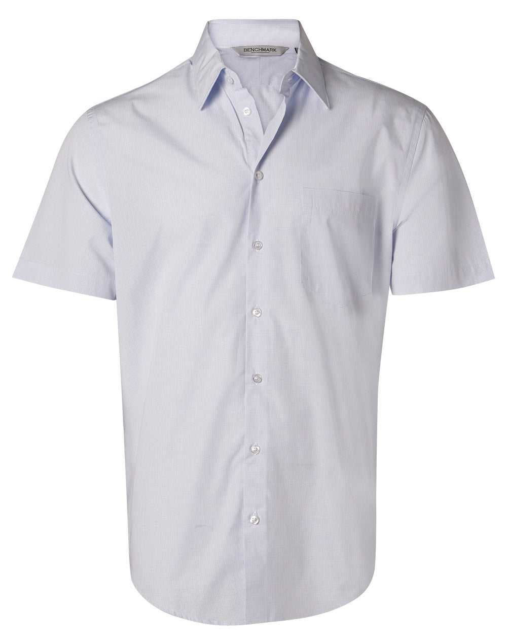 Men's Mini Check S/S Shirt - Pale Blue